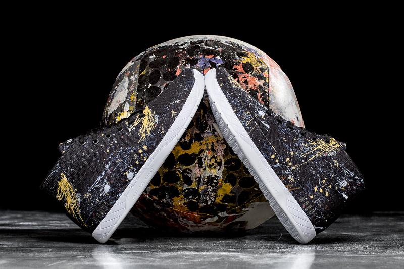 Black Nobull Splatter Canvas Mid Men's Trainers | CA I1290L